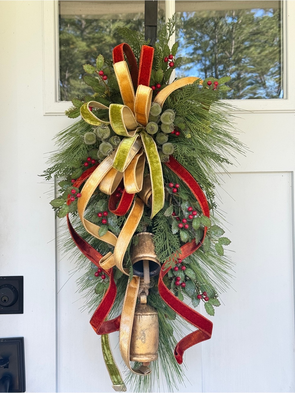 Long Needle Pine, Cedar & Holly Winter Wreath - Picture 6 of 6